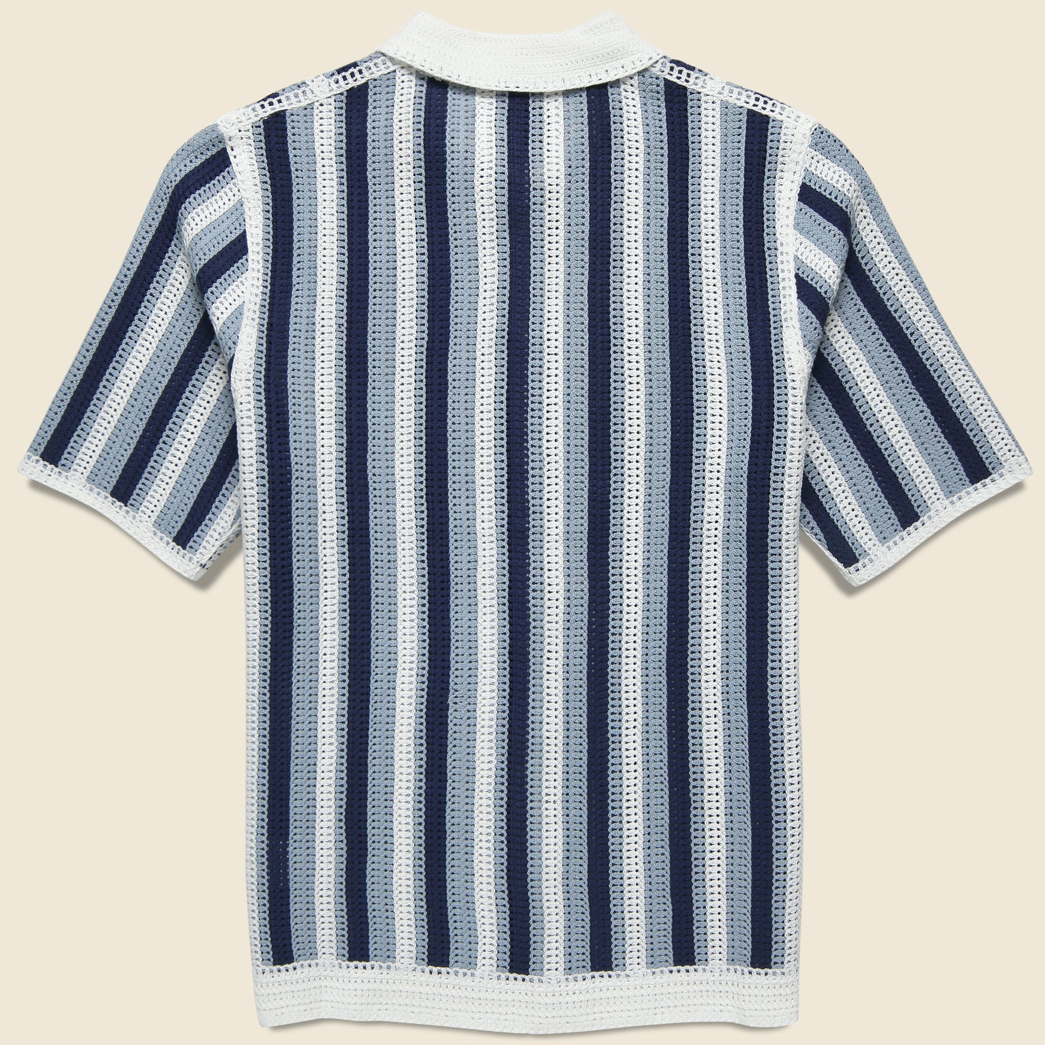 Porto Stripe Crochet Shirt - Blue