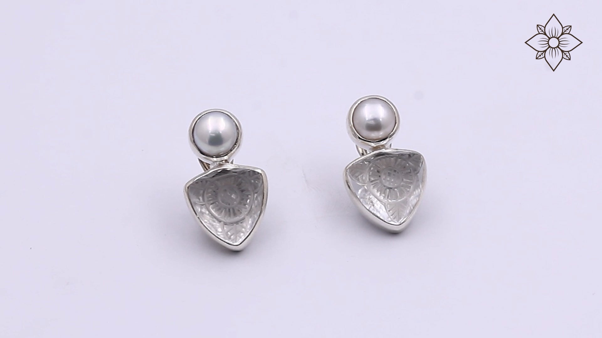 Carventurous White Pearl Hand Carved Natural Quartz and Mother of