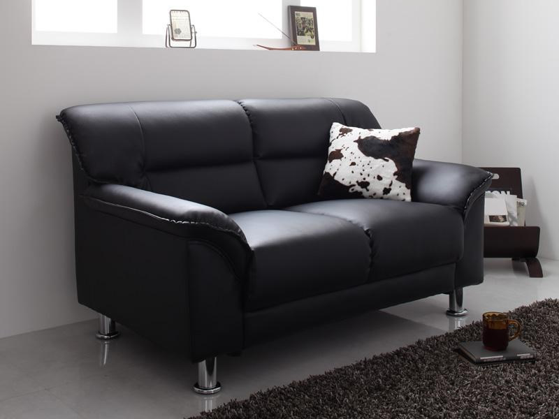 シンプルモダンソファー 【BLACK】ブラック 2P｜激安インテリア家具の