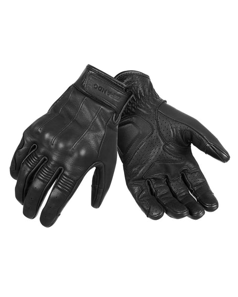 Black Goat Leather Summer Gloves | Pando Moto
