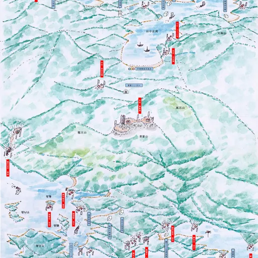 村上海賊因島城跡巡りマップ | Original map, illustration digital