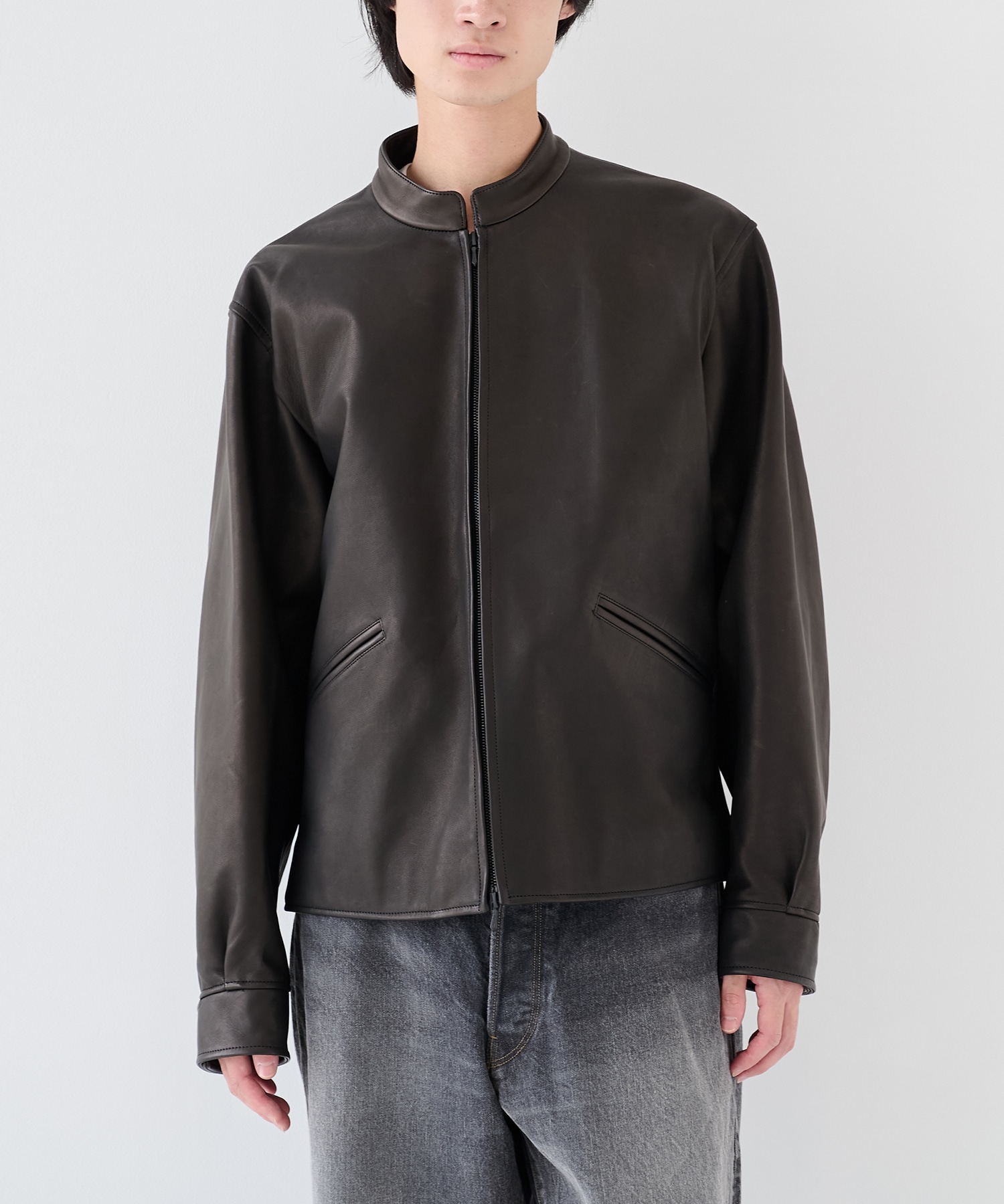 Lamb Leather Zip Short Jacket｜blurhms