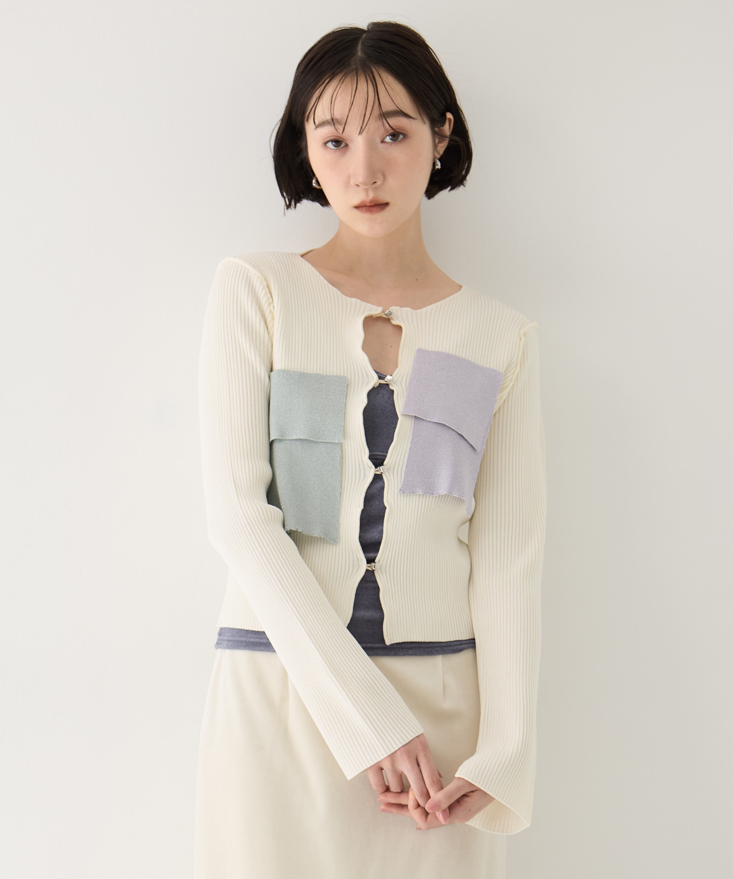 別注 RIB KNIT CARDIGAN(FREE WHITE): kotohayokozawa: WOMENS