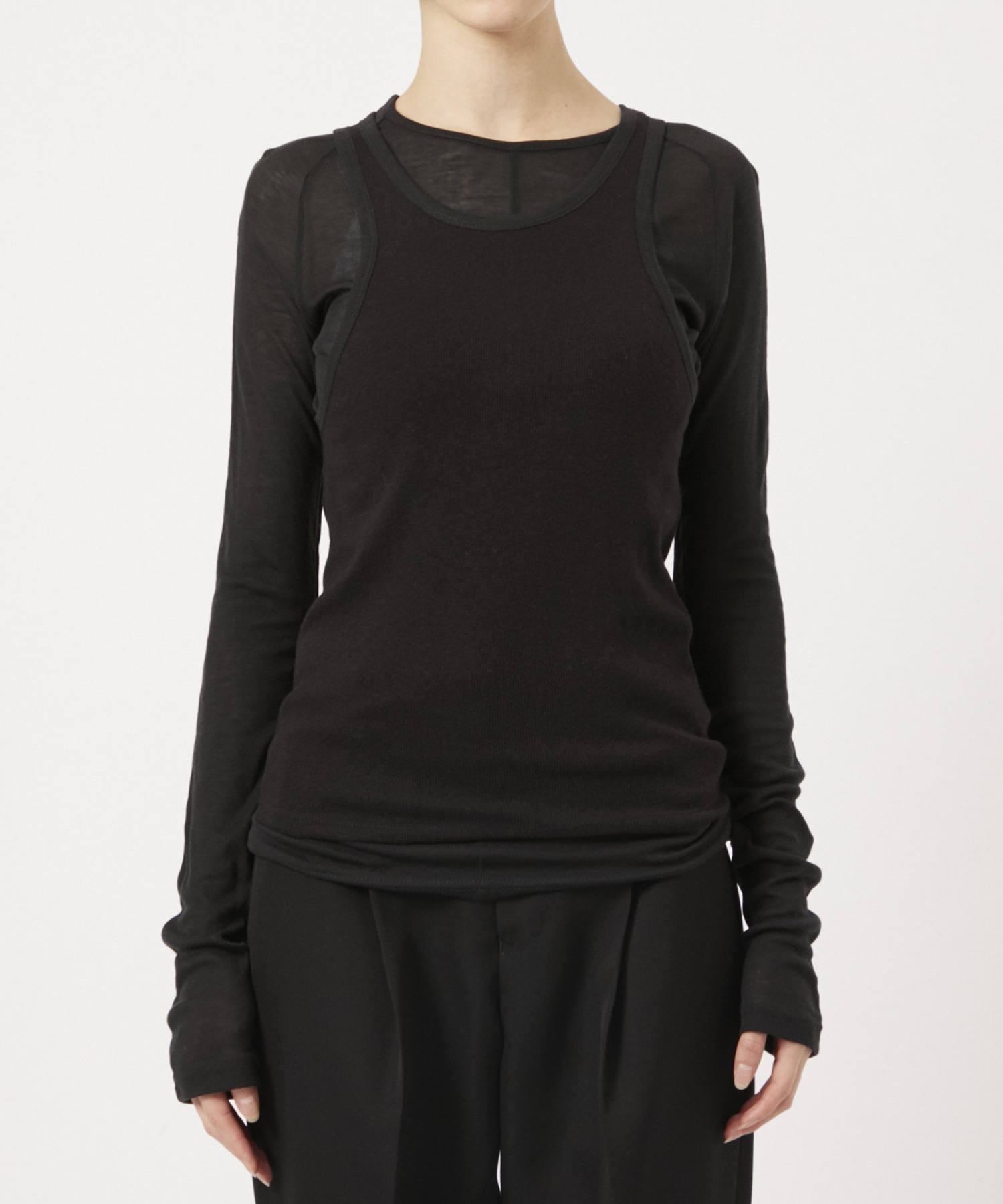 Layered Sheer Long T-shirts(FREE BLACK): TODAYFUL: WOMENS