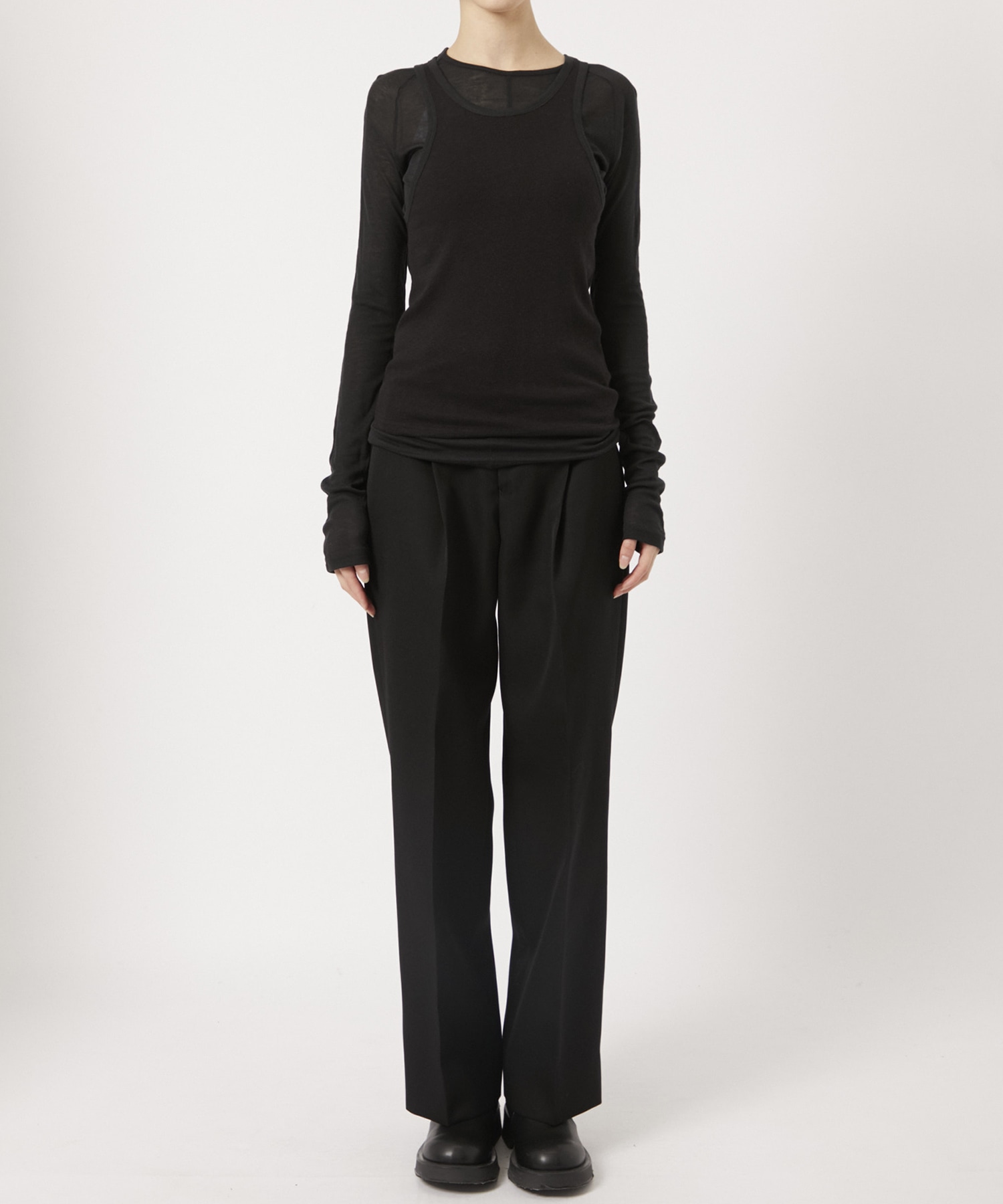 Layered Sheer Long T-shirts(FREE BLACK): TODAYFUL: WOMENS