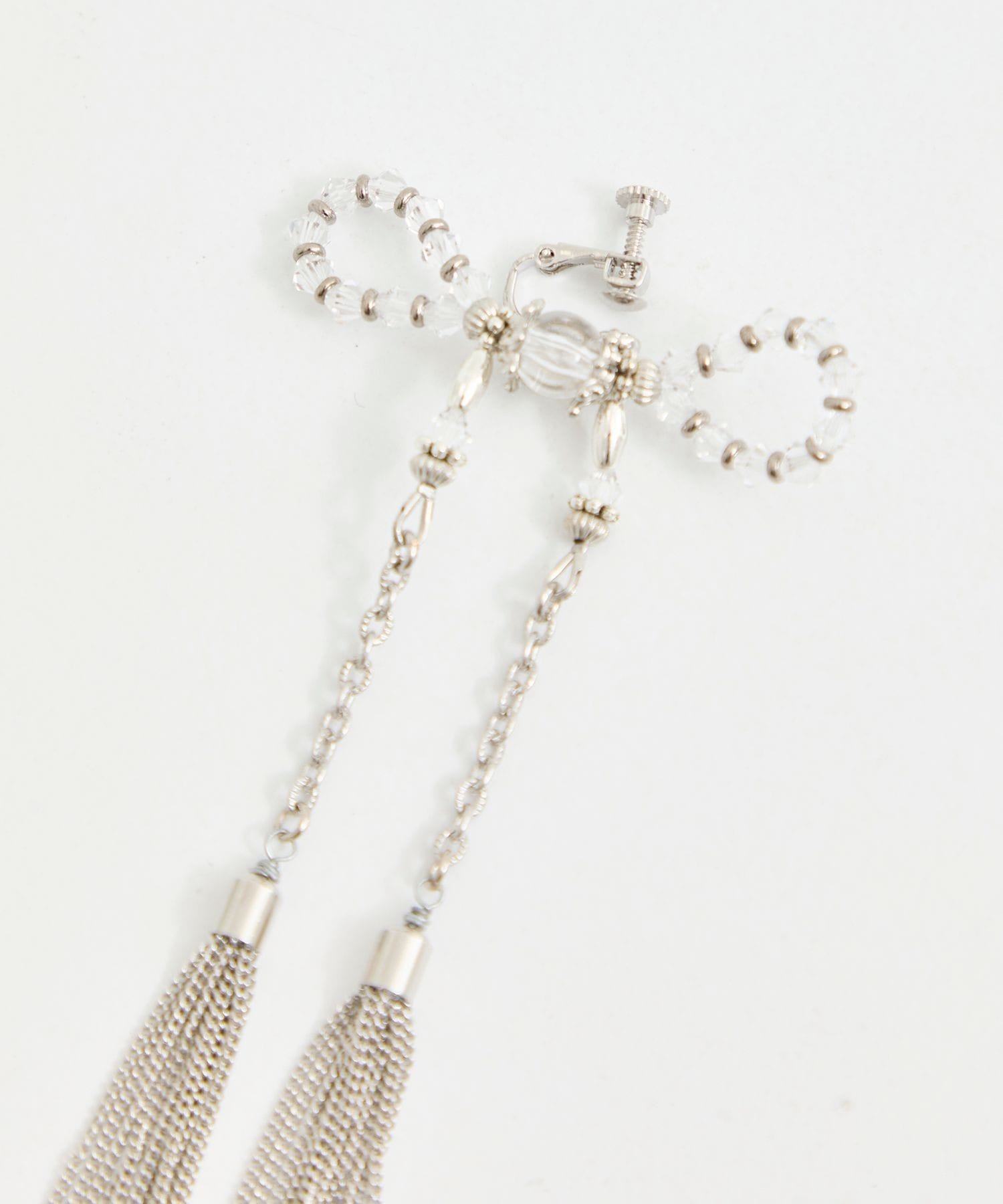 crystal ribbon chain earings(FREE SILVER): tanakadaisuke: WOMENS