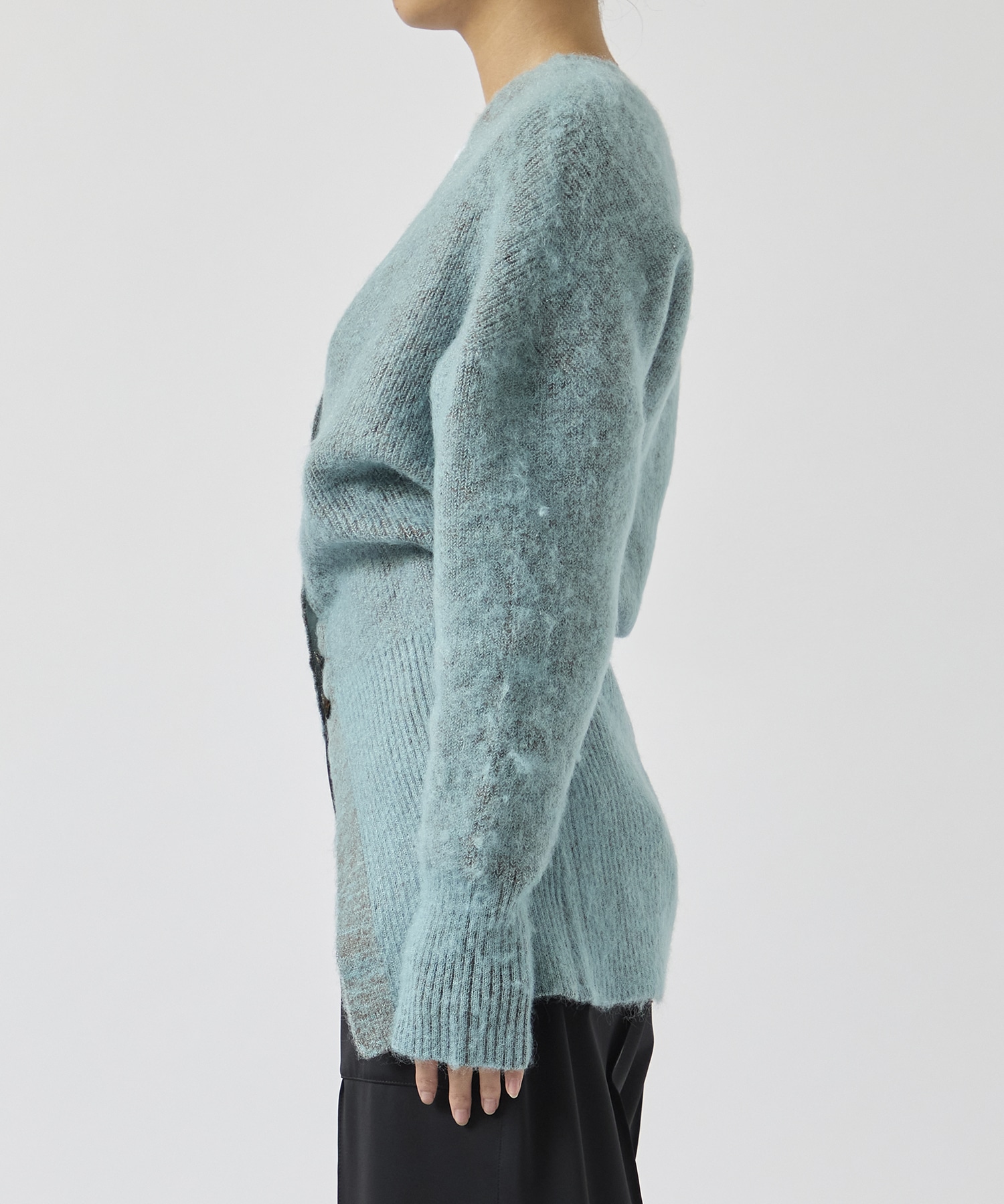 Greer mohair knit cardigan BL(2 BLUE): AKIRANAKA: WOMENS