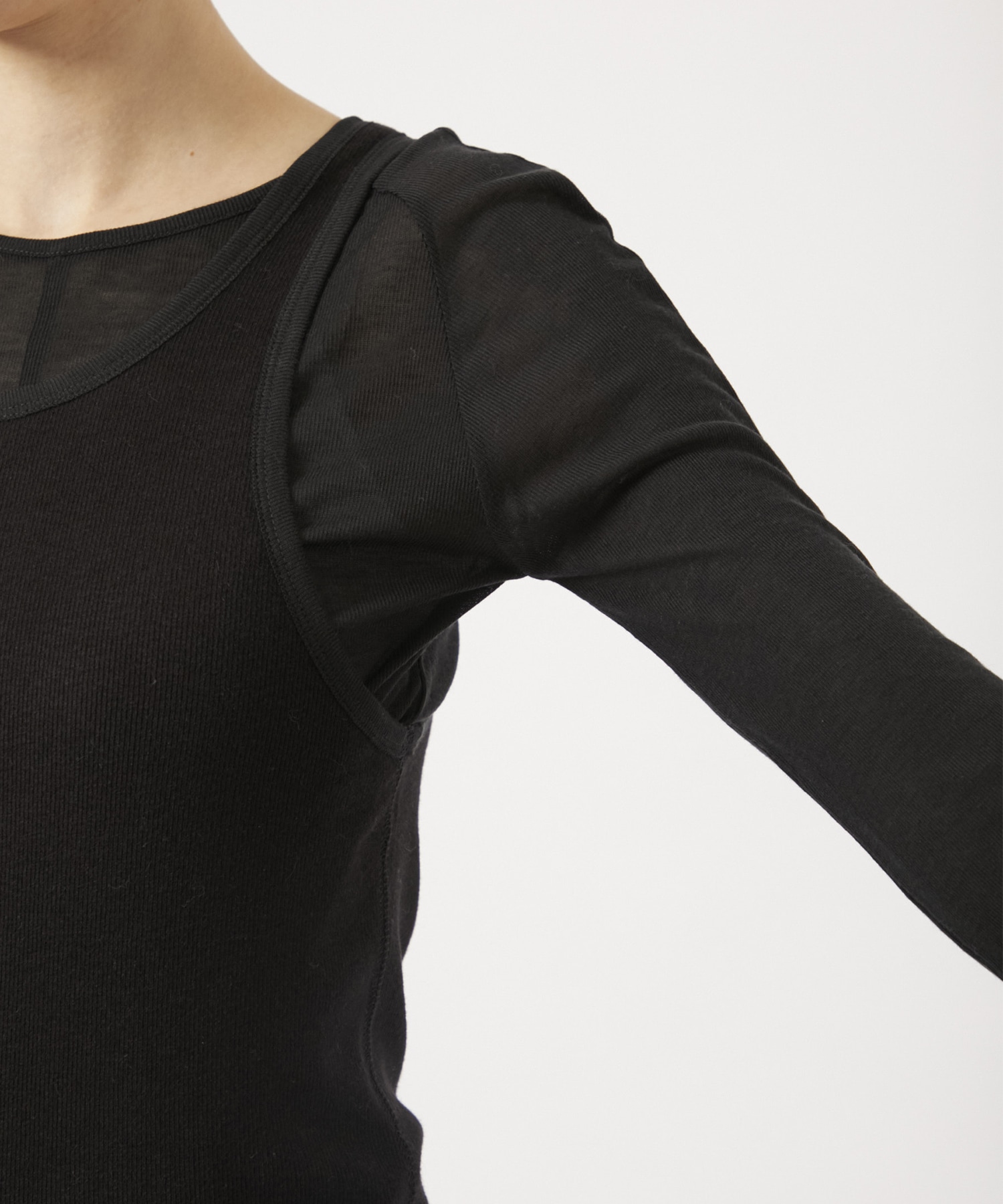Layered Sheer Long T-shirts(FREE BLACK): TODAYFUL: WOMENS