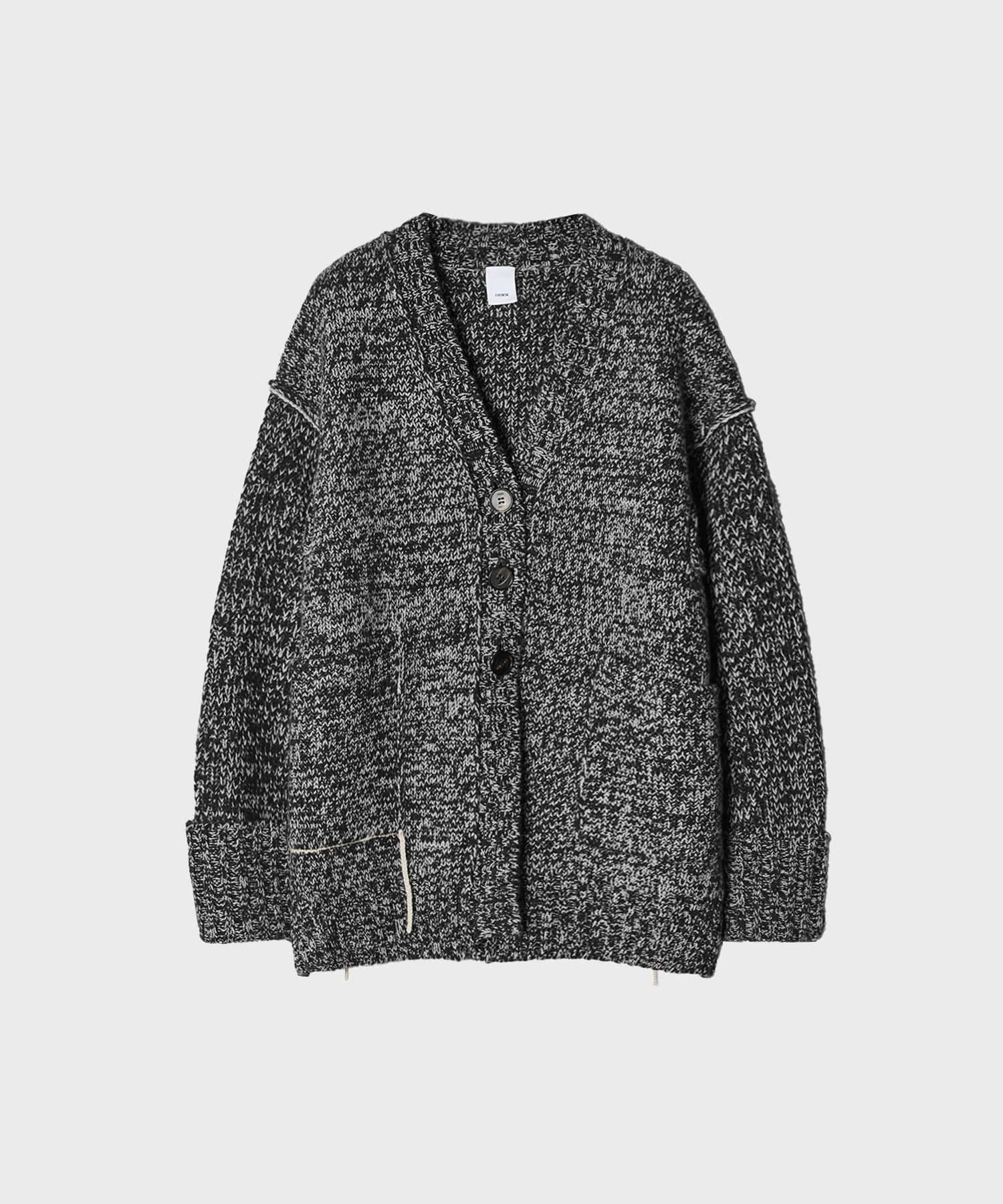 COLOR STITCH LOWGAUGE CARDIGAN(FREE BLACK): IHNN: WOMENS