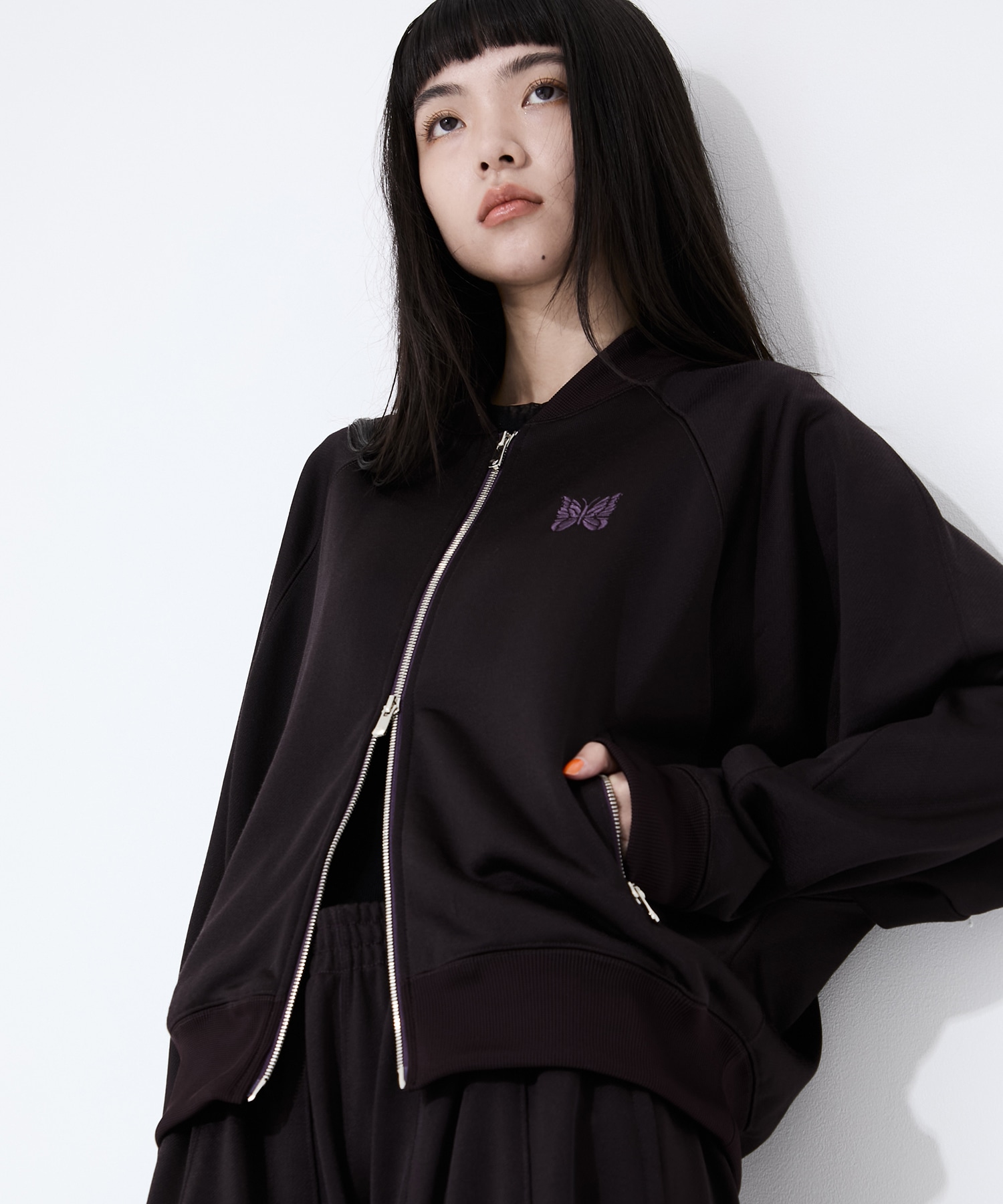 Dolman Sleeve Track Jacket - Bright Jersey(XS BROWN): Needles