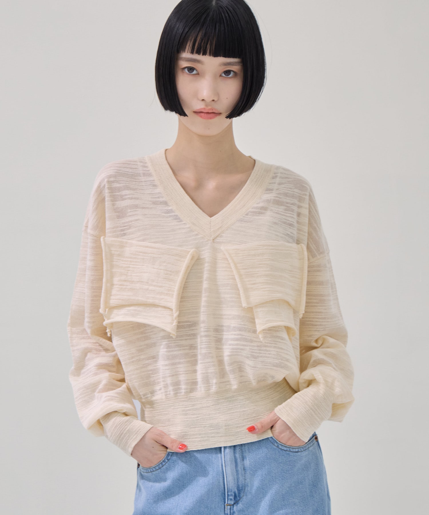 T*D* V-NECK SHEER KNIT(FREE YELLOW): kotohayokozawa: WOMENS