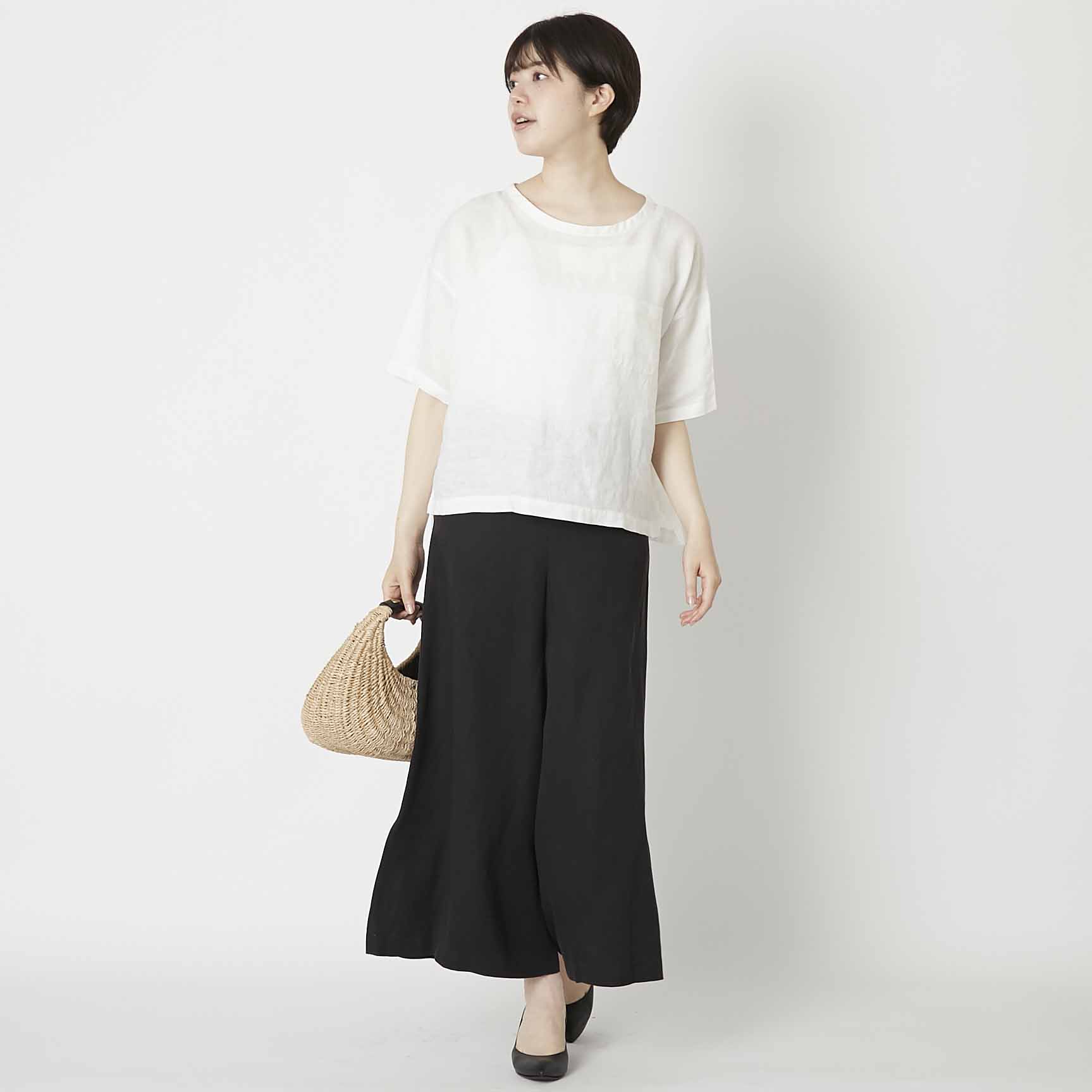 FANTASTICDAYS/テンセルリネン ワイドフレアパンツ -スカート感覚で穿
