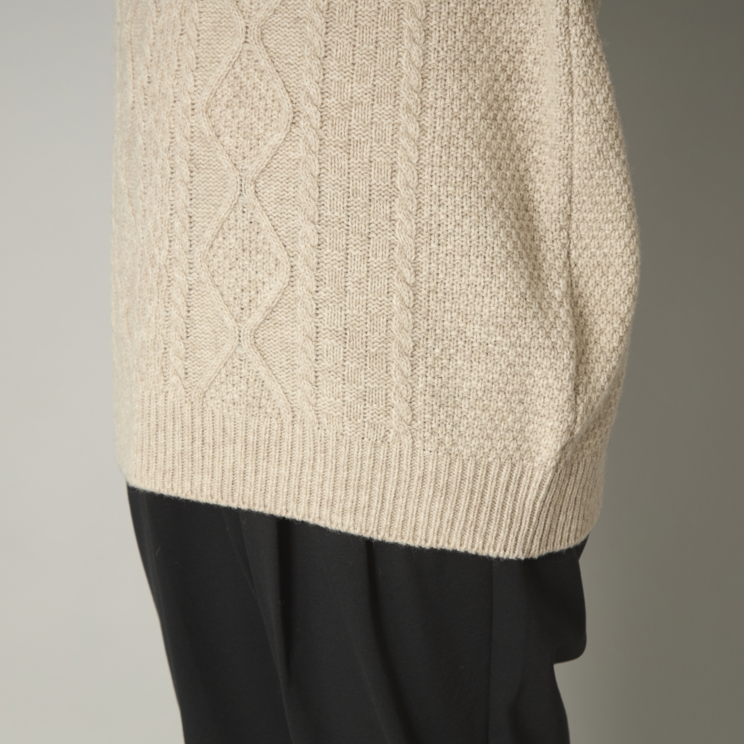 SAIFUKU/カシミヤ混アラン柄プルオーバー キーネック -ちくちくが苦手