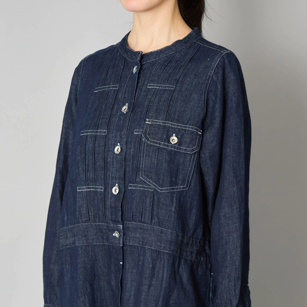 ubasoku/リネンコットンデニム ジージャンピース -コートとしても