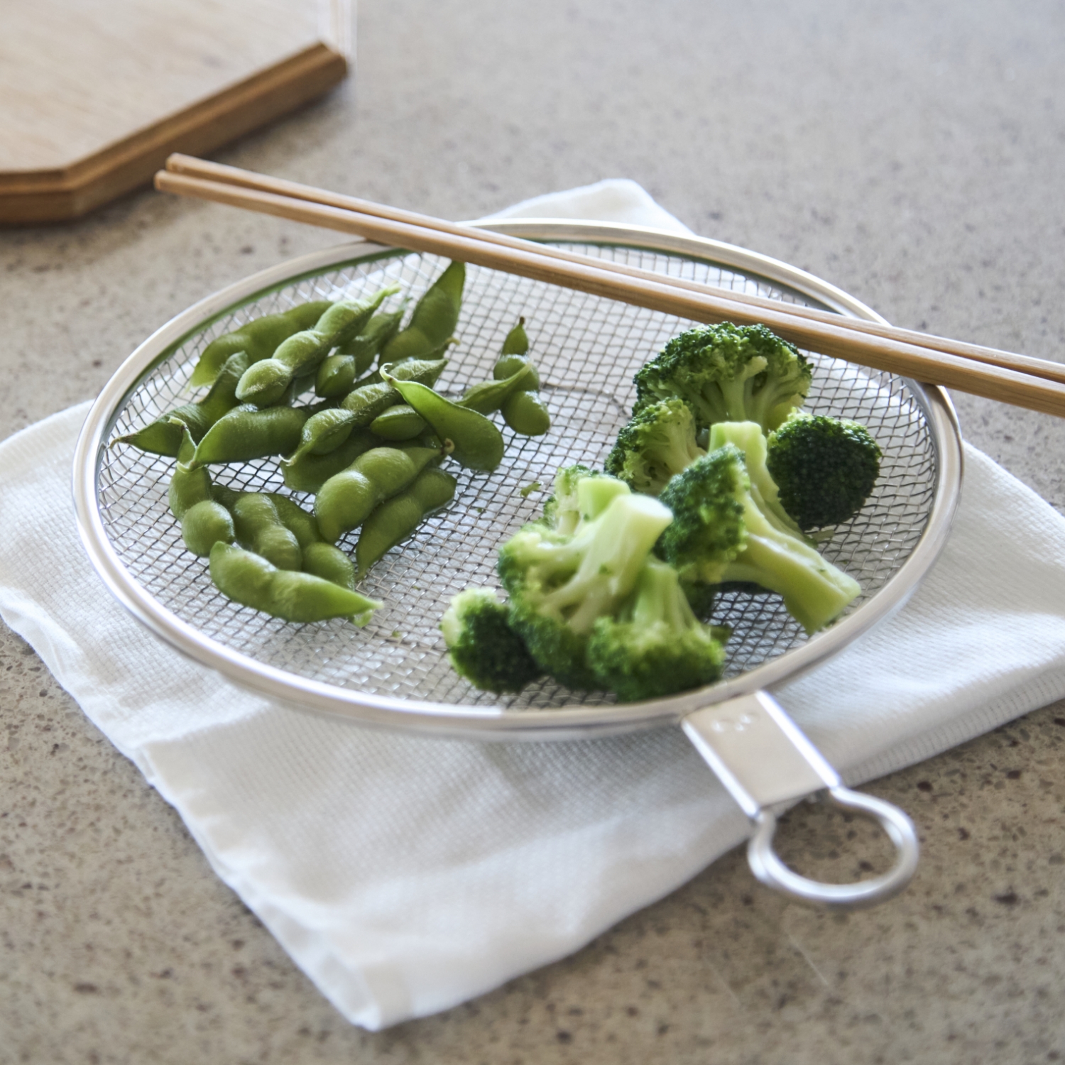 Three Snow 新越ワークス/ざる屋のステンレス盆ざる 小（22cm） -平ら