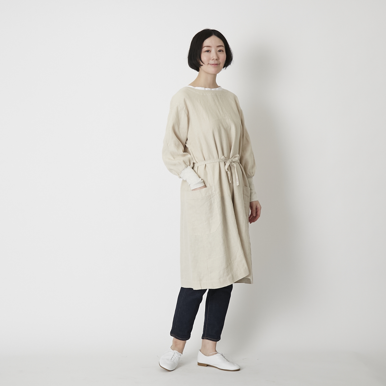kapoc/割烹着 2nd -リネンの柔らかさを2WAYで楽しめる、年中快適な割烹