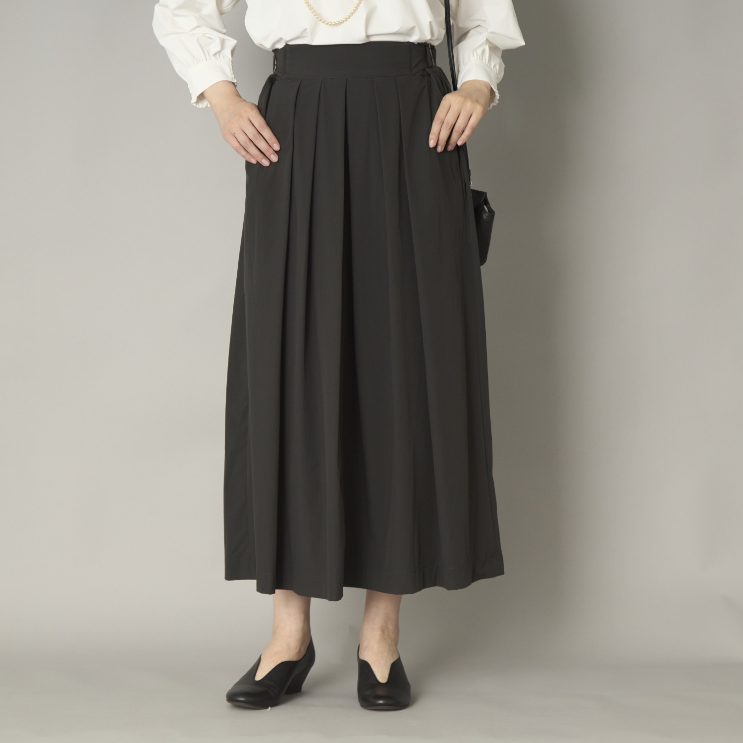 lelill/ベルテッドフレアスカート -ベルト調節で好きな位置で穿ける