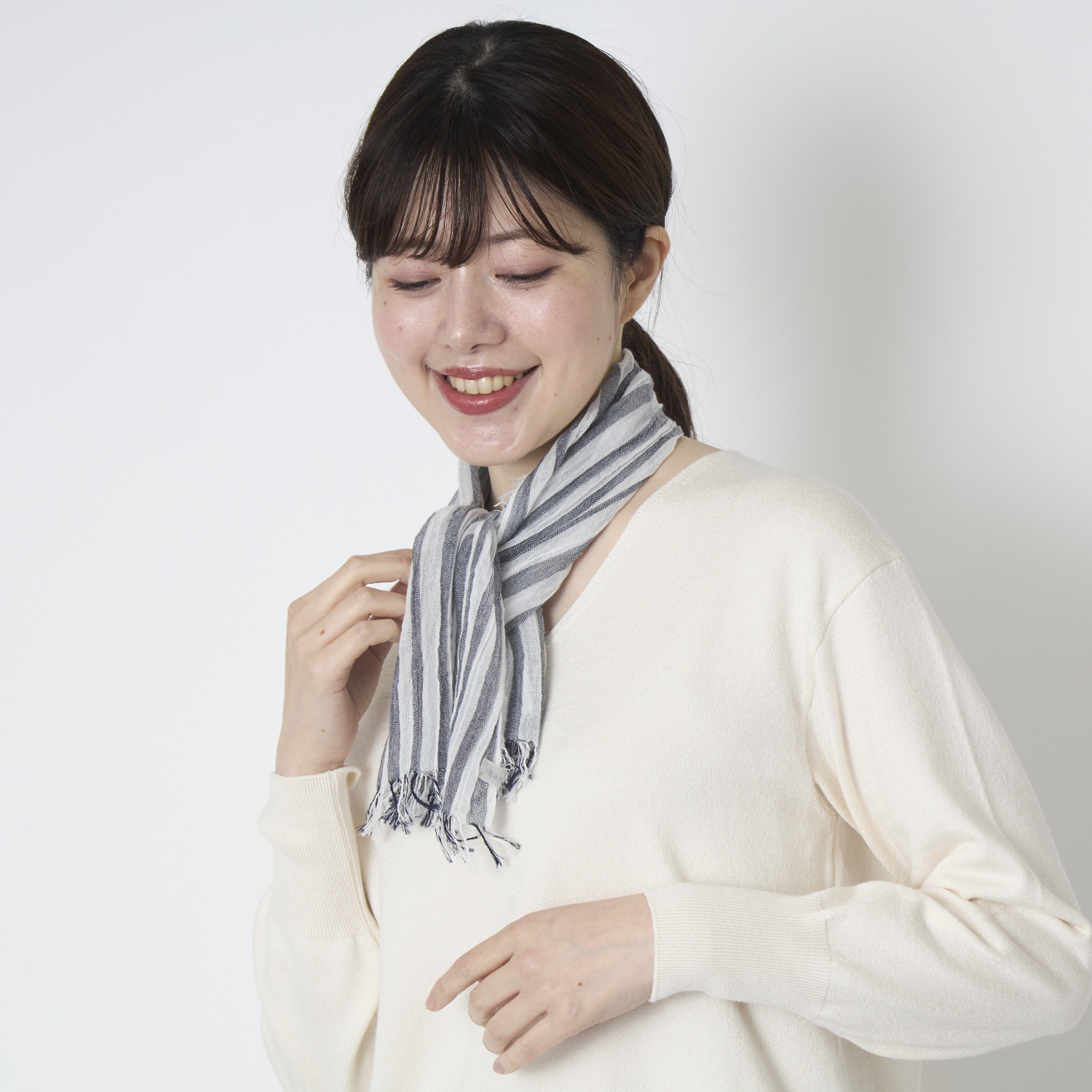 harukii/長綿ガーゼ・ミニストール ストライプ -1年中活躍！超軽量で