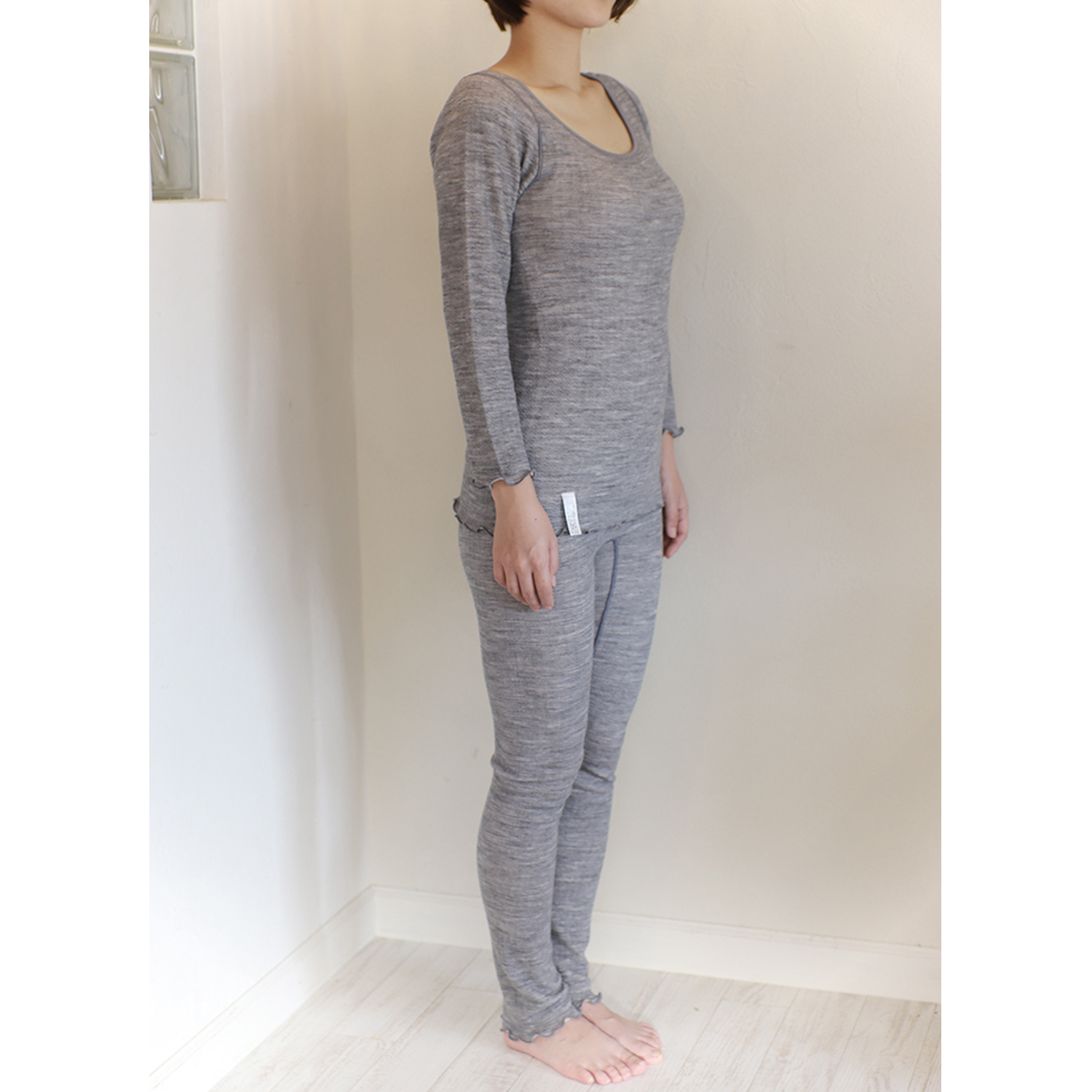 くらしきぬ/絹がさね インナー シルク＆ウール 八分袖 お得な上下