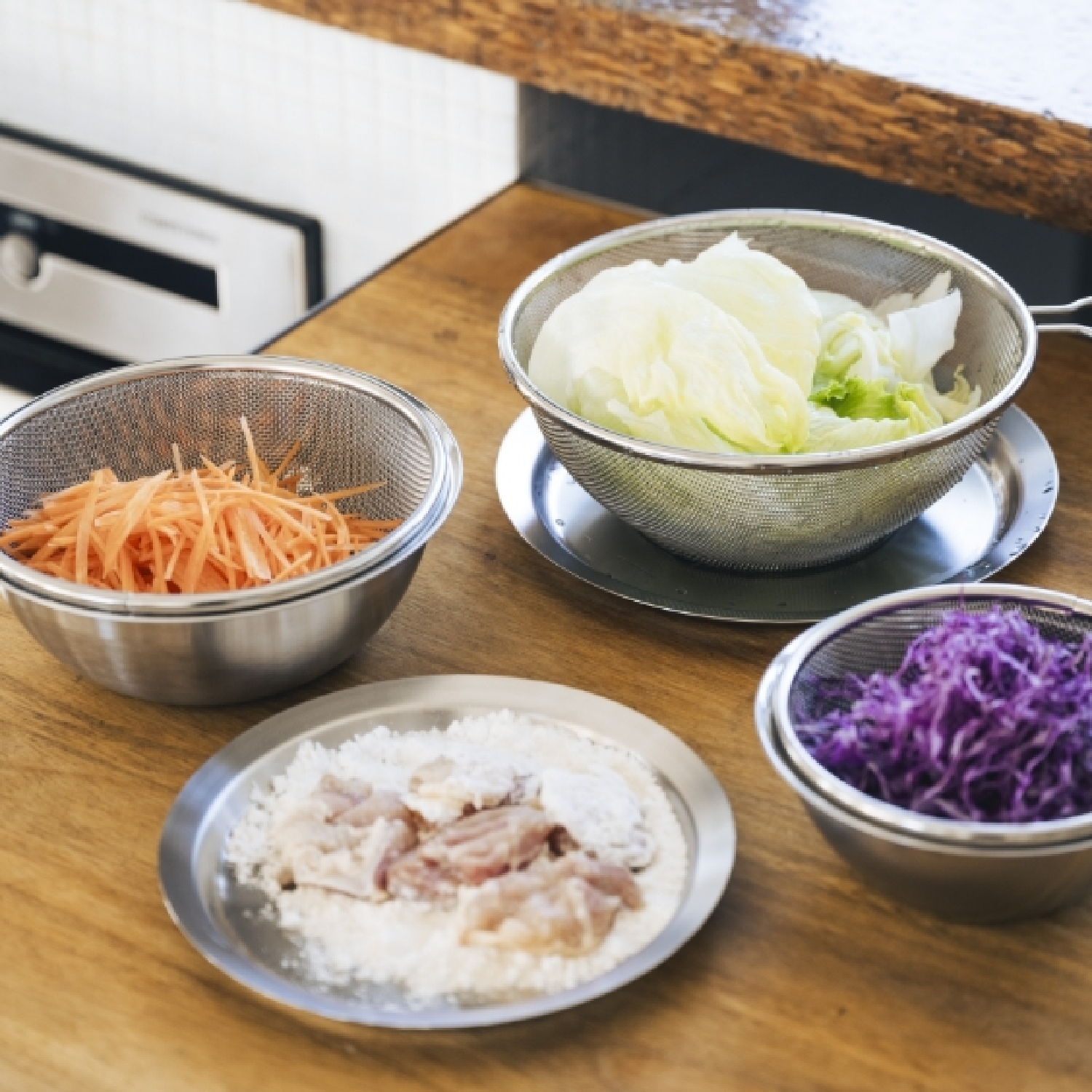 Three Snow 新越ワークス/フタ付ざるボウルセット -フタ付きだから