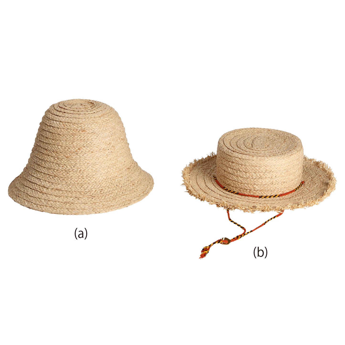 a)RAFFIA BRAID CROCHET HAT (b) RAFFIA BRAID BOATHER HAT – Sunshine