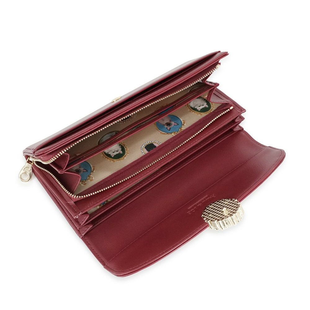 PAUL&JOE ACCESSOIRES かぶせ長財布 キャットブローチ PJA-W1171
