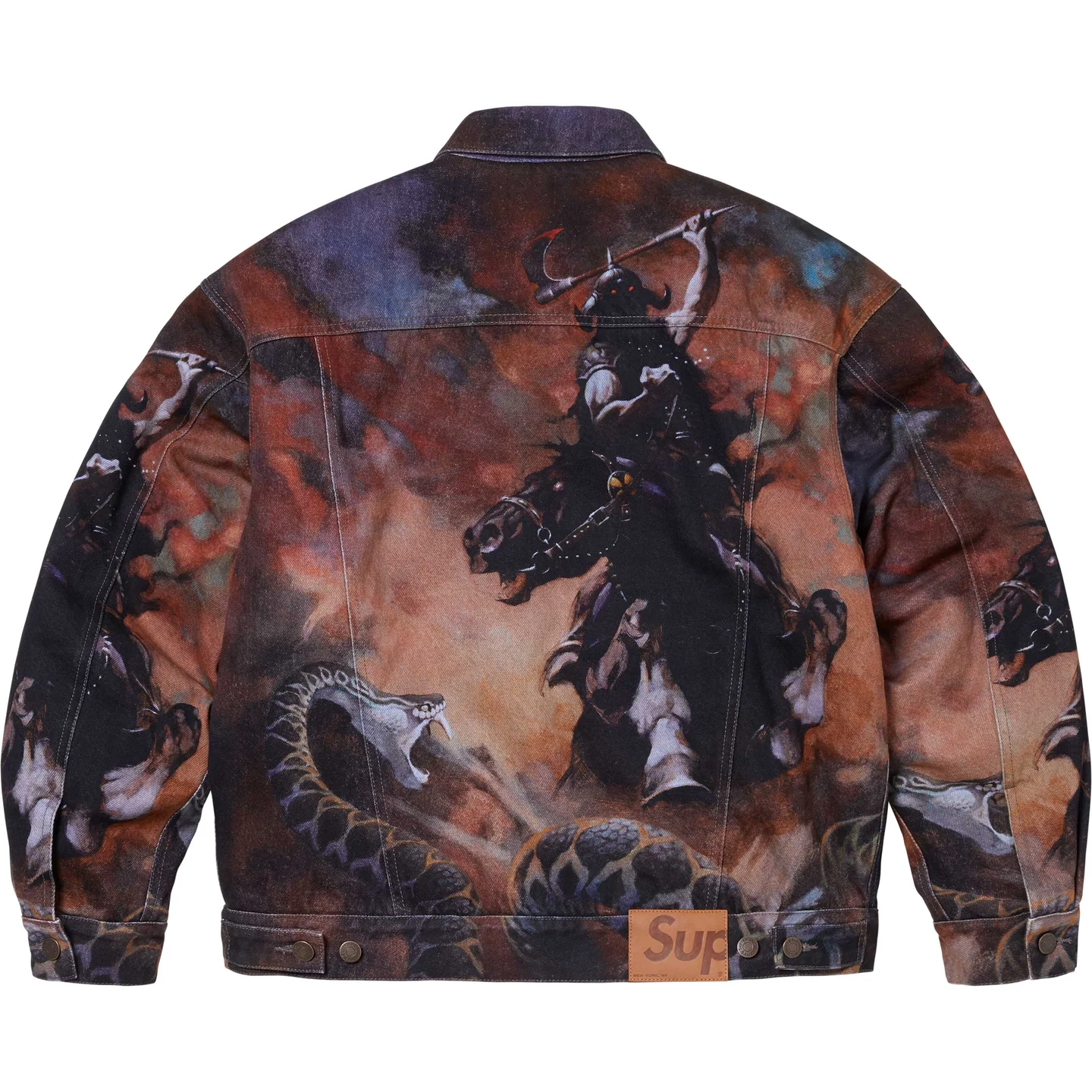 Supreme/Frank Frazetta Faux Shearling Lined Trucker Jacket