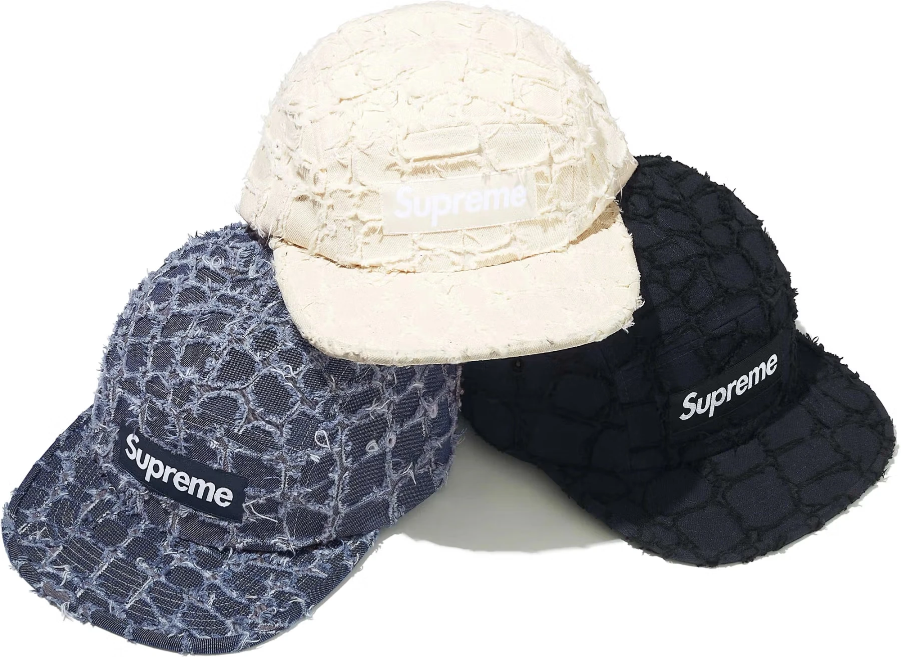 Frayed Croc Denim Camp Cap | Supreme 25ss