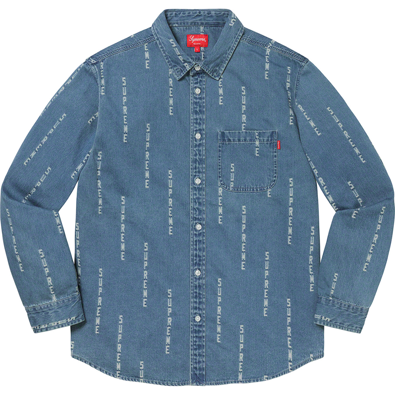 Logo Stripe Jacquard Denim Shirt | Supreme 20fw