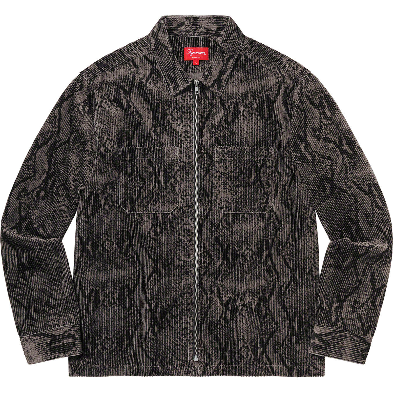 Snakeskin Corduroy Zip Up Shirt | Supreme 20fw