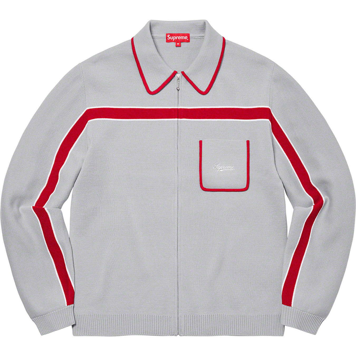Chest Stripe Zip Up Cardigan | Supreme 21fw