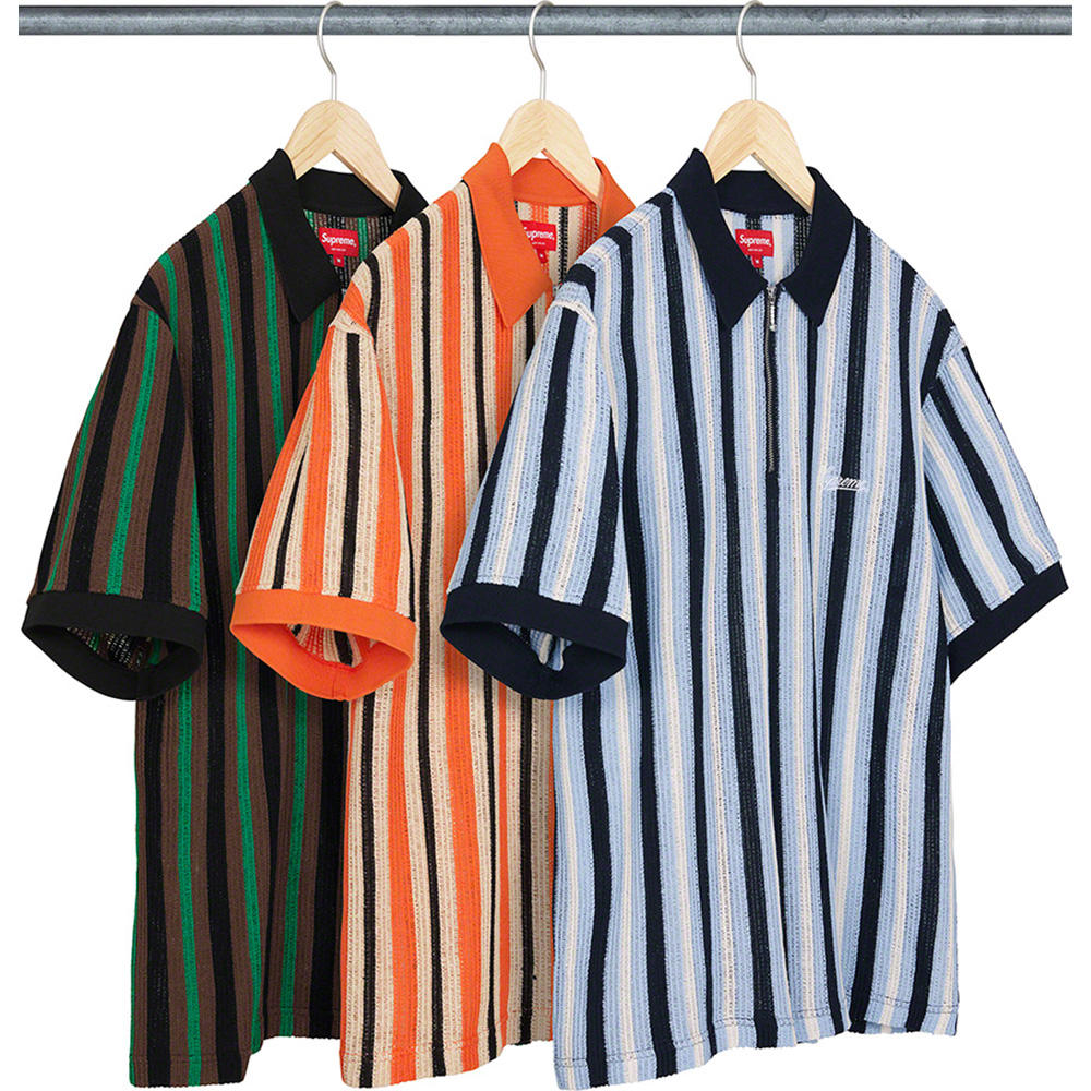 Open Knit Stripe Zip Polo | Supreme 22ss