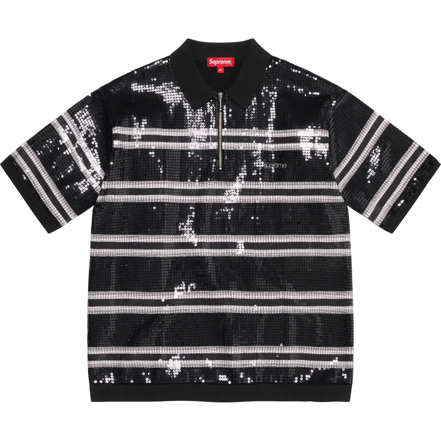 Sequin Stripe Zip Polo | Supreme 23ss