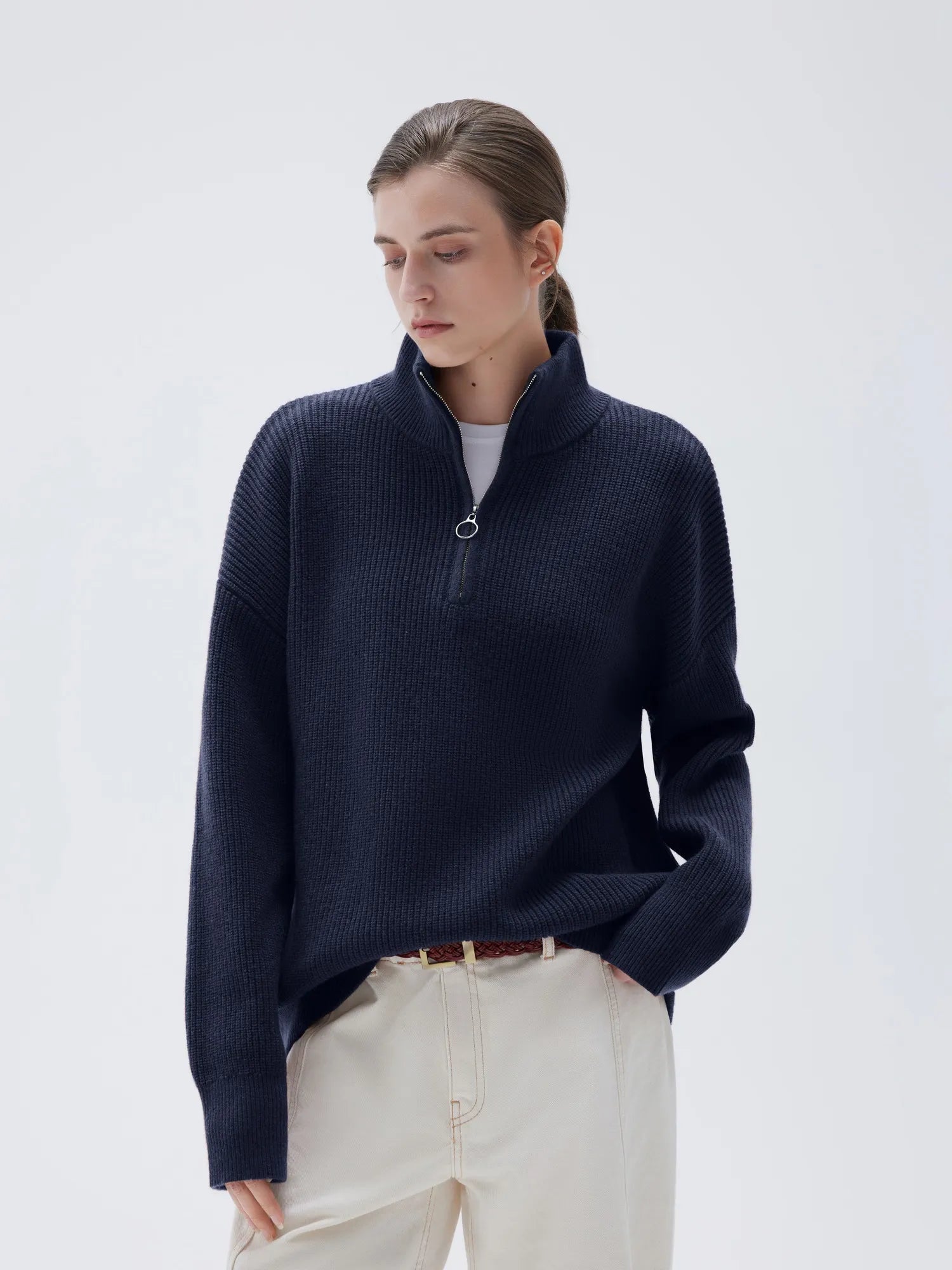 Cashmere Oversized Quarter Zip Sweater – SUUKSESS