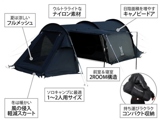 3月7日緊急発売】カマボコテントソロUL～ソロカマTCの兄弟はバイクに