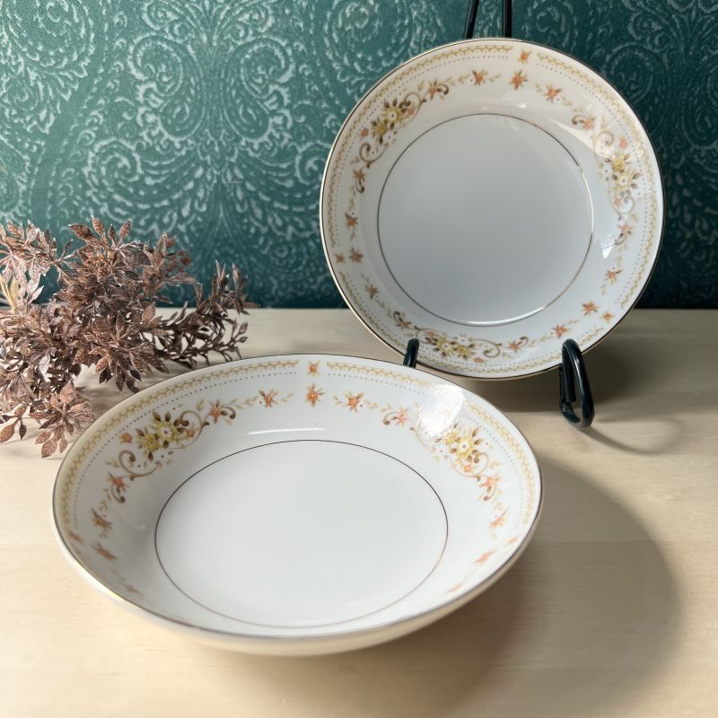 NARUMI ナルミ フルーツ皿 14cmボウル 花紋 イエロー B75