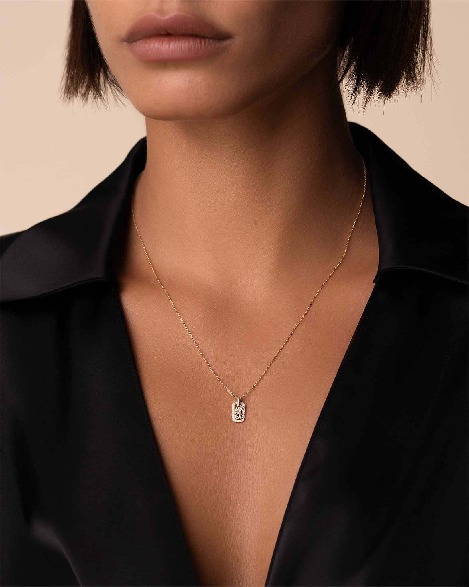 Classic Diamond Mini Dog Tag Pendant | SUZANNE KALAN®
